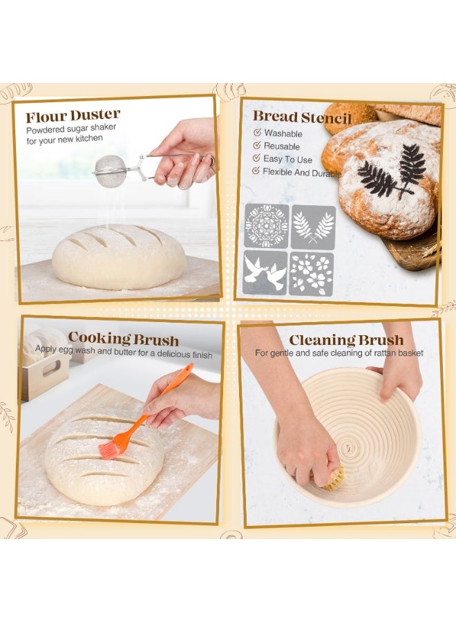 RUIYADA Sourdough Bread Baking Supplies, Sourdough Starter Kit, Bread Proofing Basket, Bread Making Tools Kit, Sour Dough Kit Tools, Sourdough Proofing Basket, Sourdough Kit Gifts for Bakers Women Wife Mom - Image 3